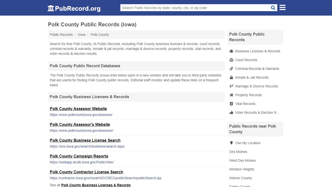 Free Polk County Public Records (Iowa Public Records) - PubRecord.org